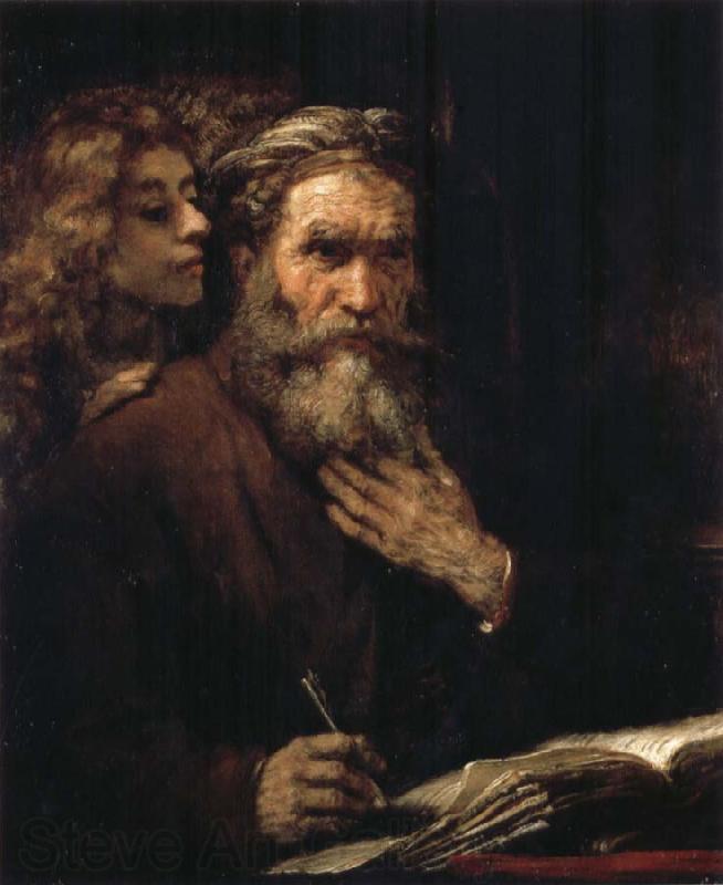 REMBRANDT Harmenszoon van Rijn The Evangelist Matthew Inspired by the Angel Norge oil painting art